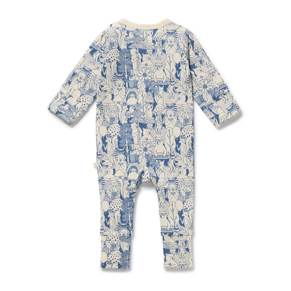 Back view of the Woodland Adventures Organic Zipsuit With Feet | Wilson + Frenchy