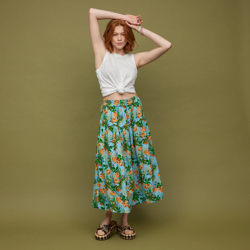 Yarrow midi skirt by Sage & Clare model with hands up