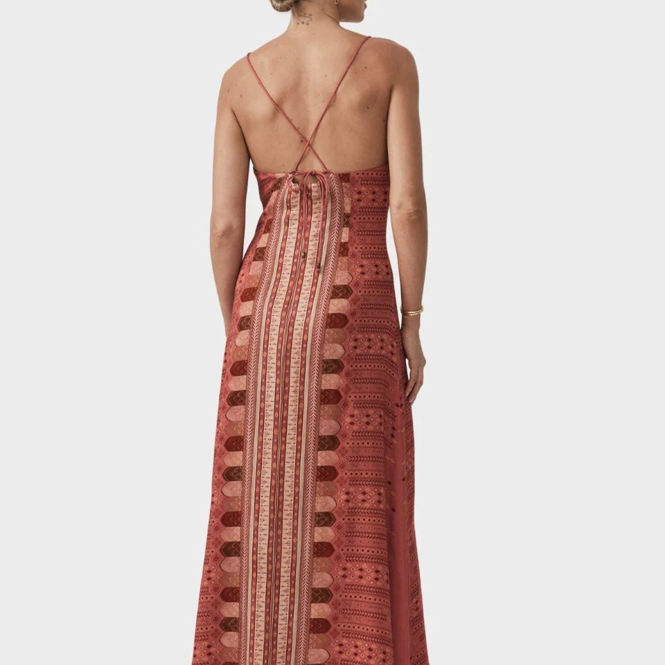 Yasmin Print Maxi Dress by Mos The Label Back view