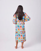 model wearing Zodiac Quilted Cotton Robe by Kip & Co