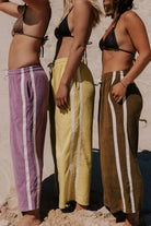 Atmosea Terry Towelling pants in purple, yellow and army green