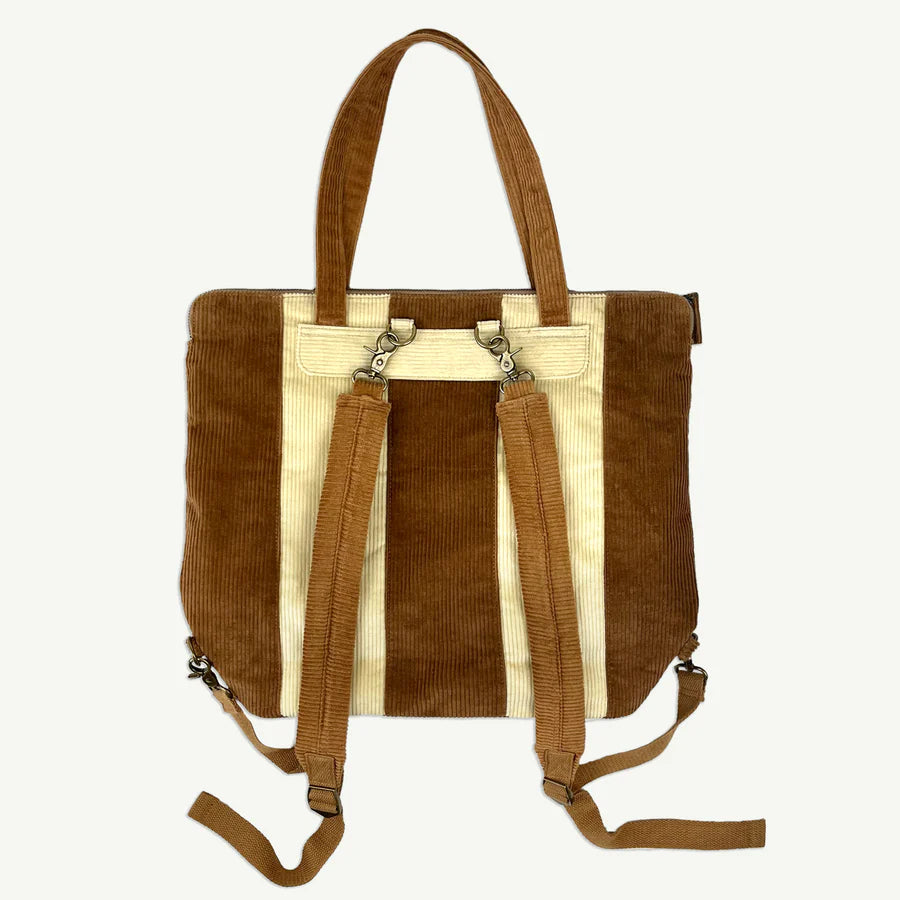 brown cord backpack by banabae