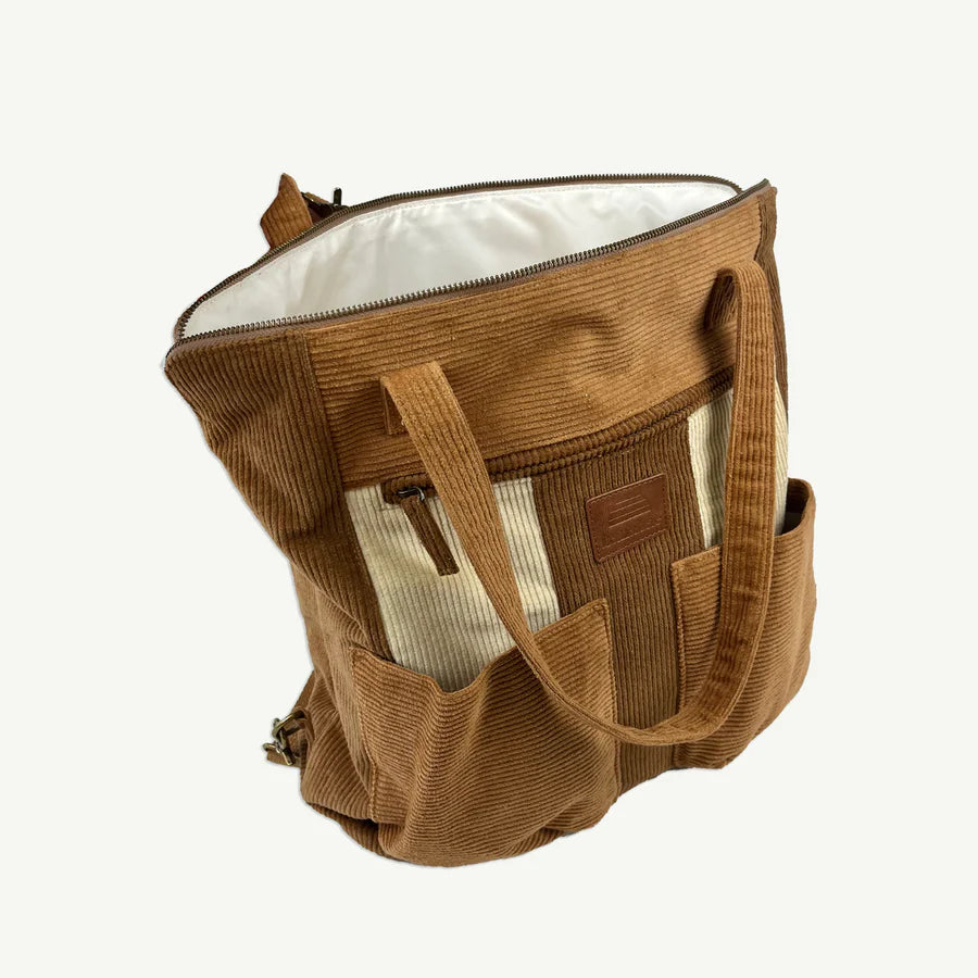 brown corduroy backpack by Banabae