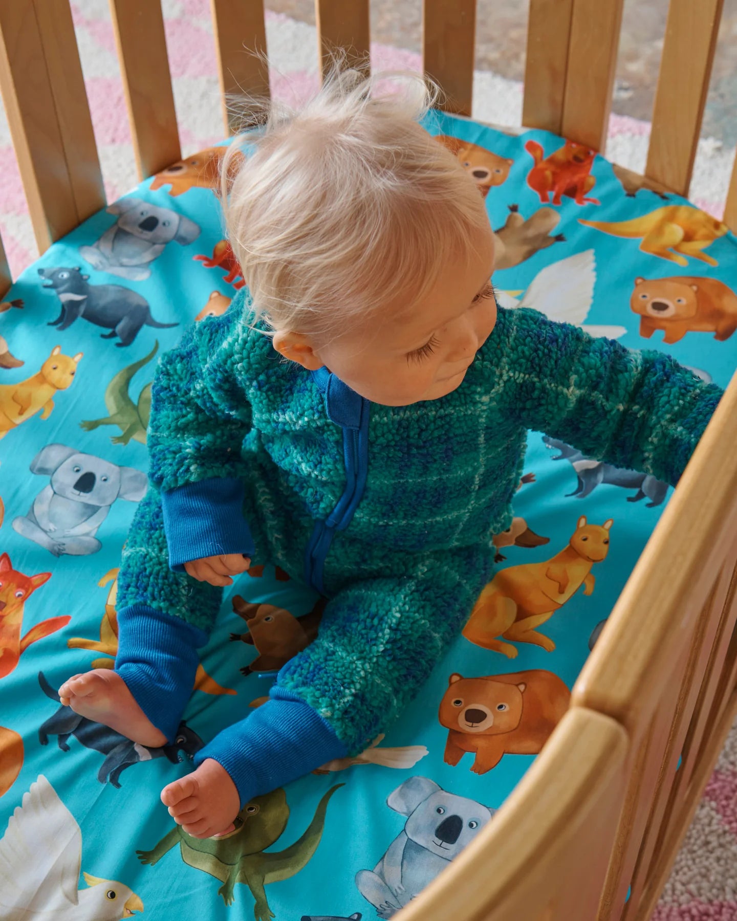 boys blue tartan infant winter jumpsuit