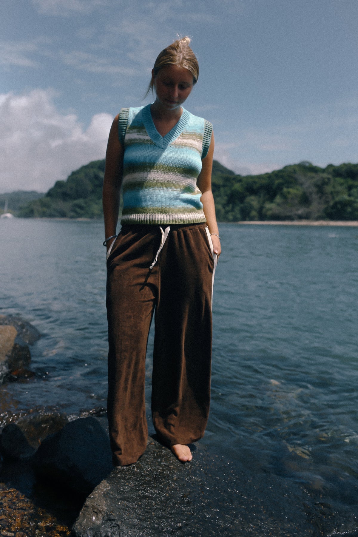 Brown terry towelling pants by Atmosea