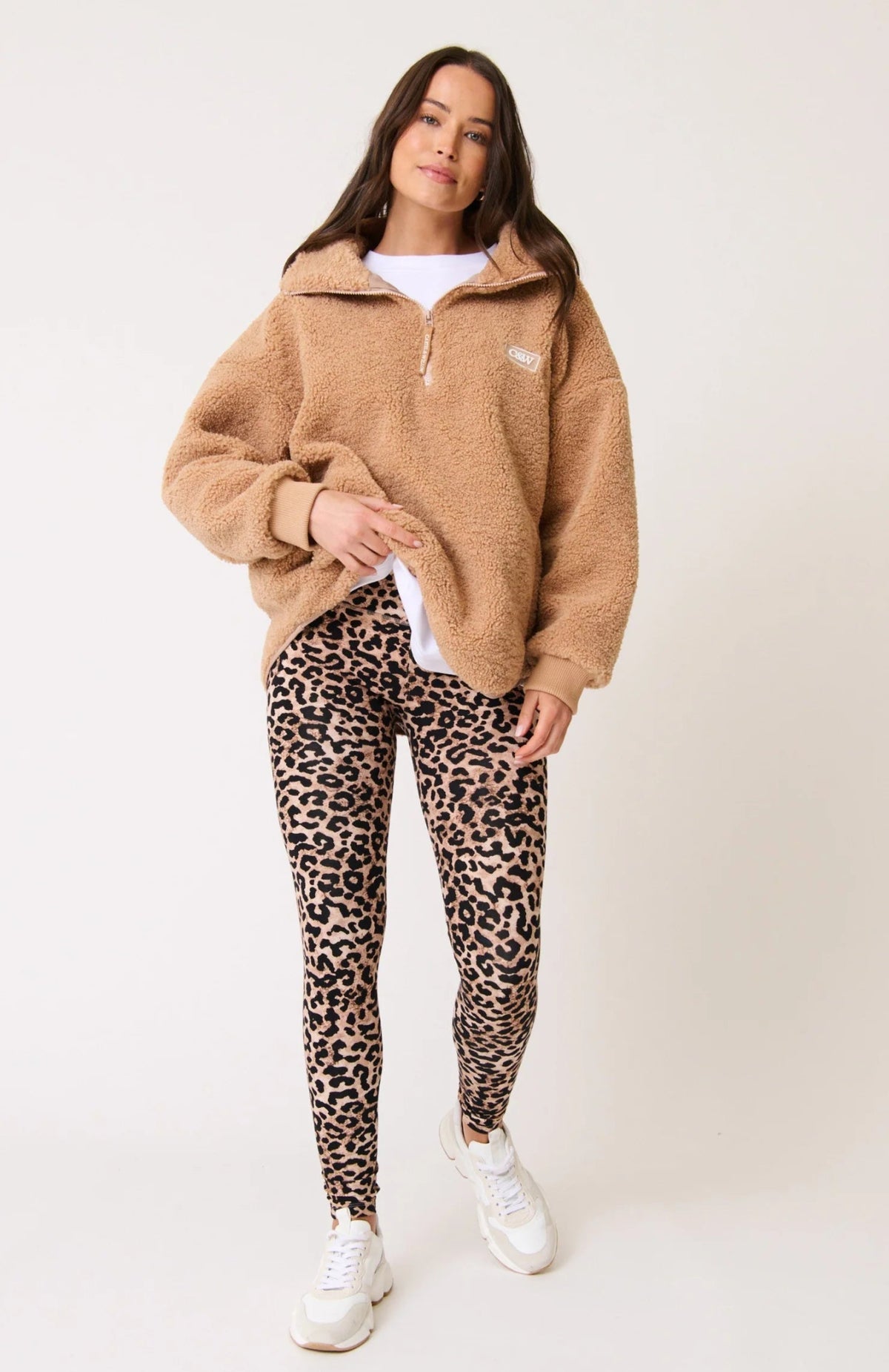 Celeste Pullover Biscuit Sweater Cartel & Willow worn by model