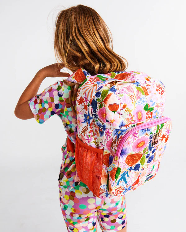 girl wearing Dancing Queen Backpack by Kip and Co