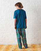 Back side of KIP&CO tartan fun teen sleepwear set