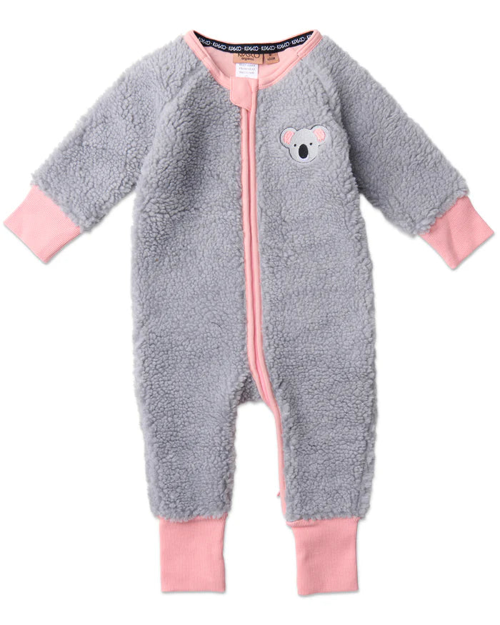 Kip&Co koala sherpa zip romper
