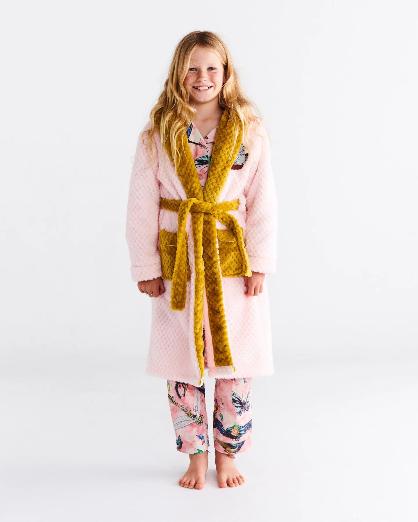 Pink and yellow children's Robe from Kip & Co