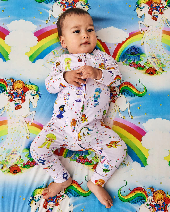 Rainbow Brite long sleeve zip romper