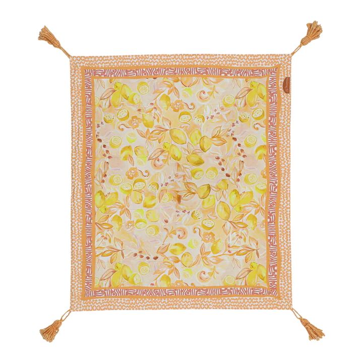 Wandering Folk Le Lemon picnic rug in colour nectar