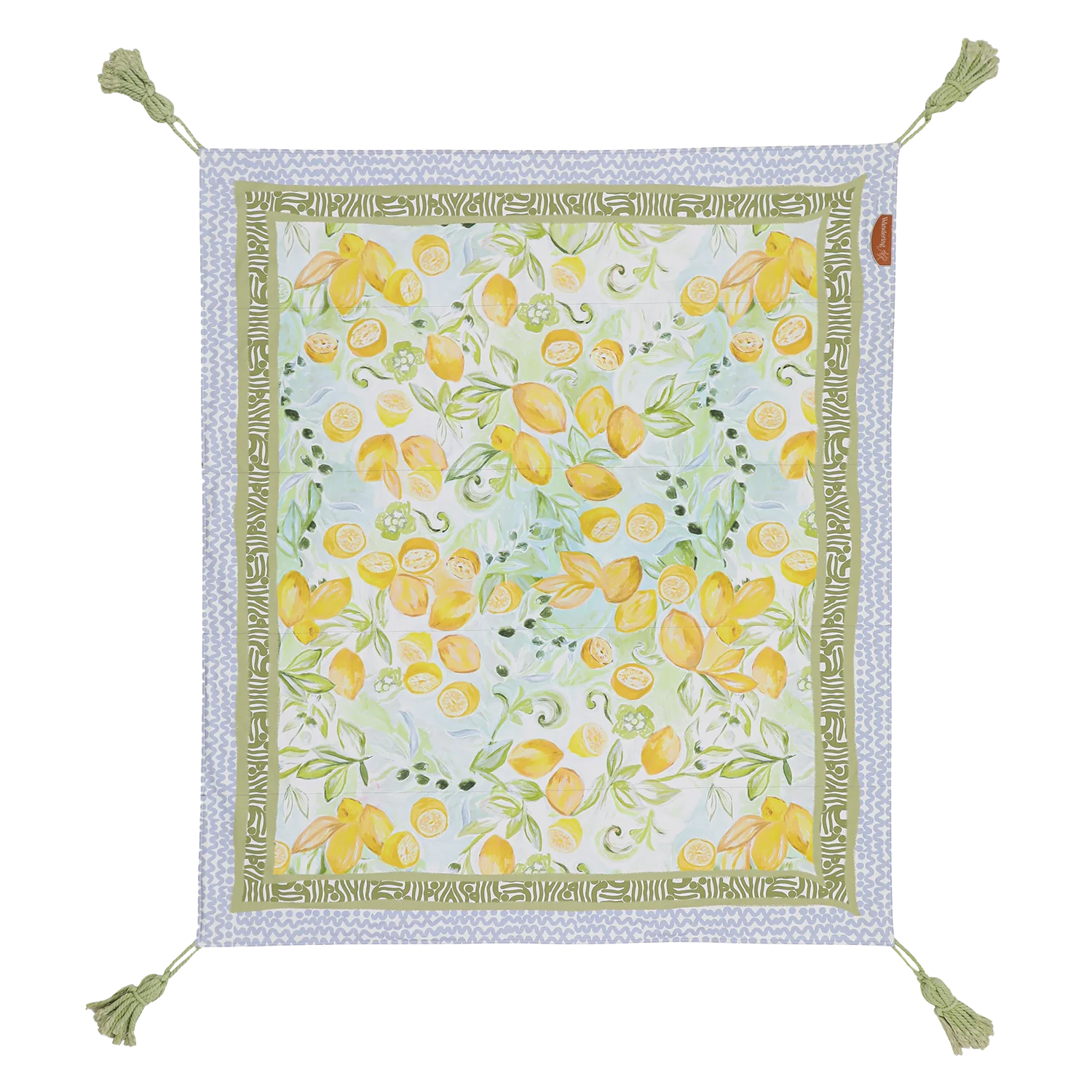 wandering folk picnic rug in le lemon design in colour olive