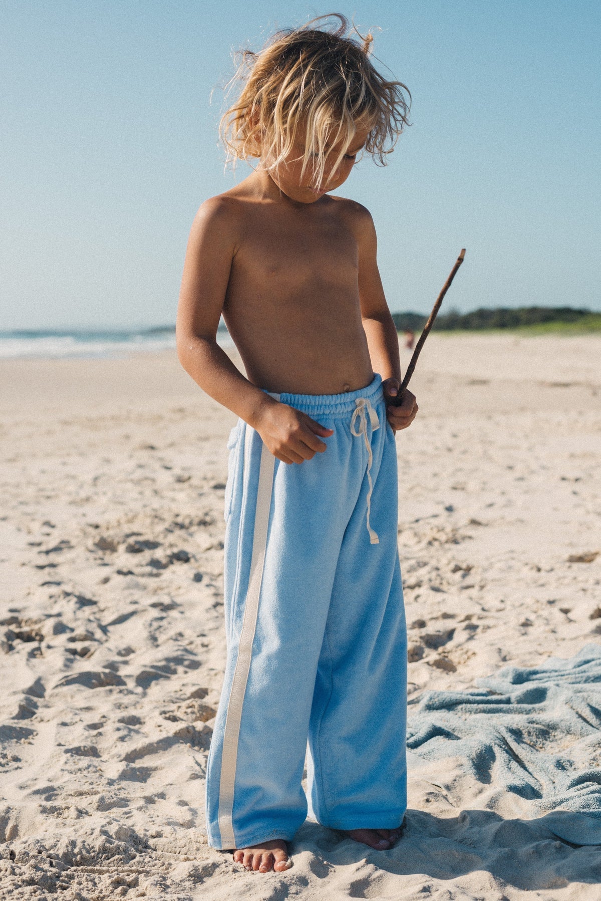 kids terry pant in blue