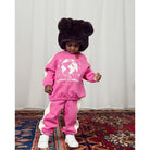 mini rodini society sweatshirt in pink colour with matching pants