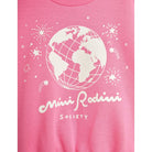 mini rodini society sweatshirt in pink colour with world graphic and stars