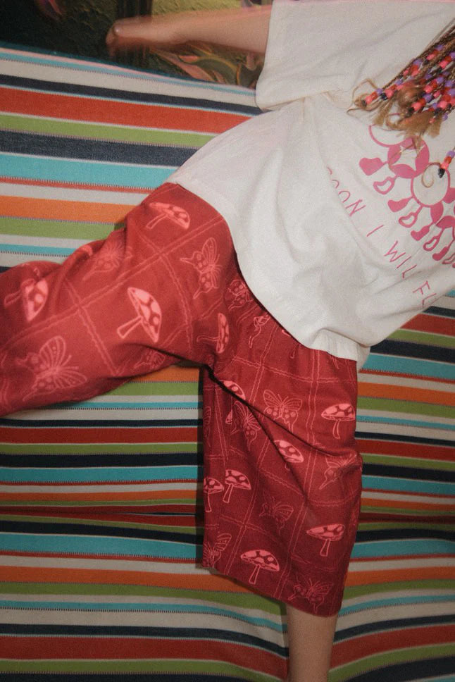 child wearing canvas Mushroom Pants by Sauce Mini