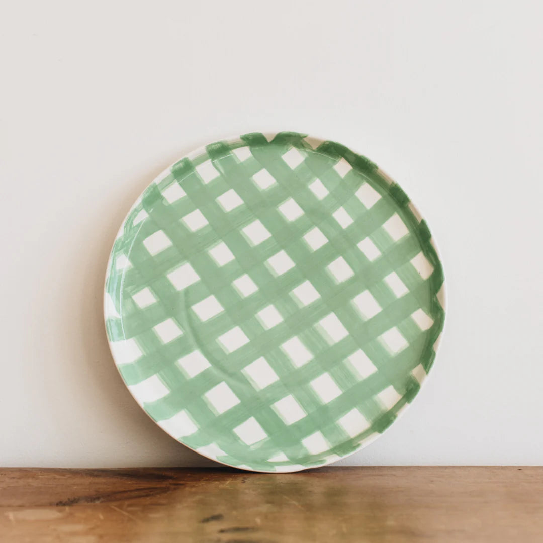 Noss & Co mint green gingham platter perfect for food or decoration