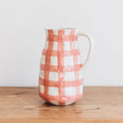 Large rose pink gingham jug from noss and co