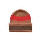 Front view of the Organic Striped Pixie Knit Beanie - Earth | Grown Clothing