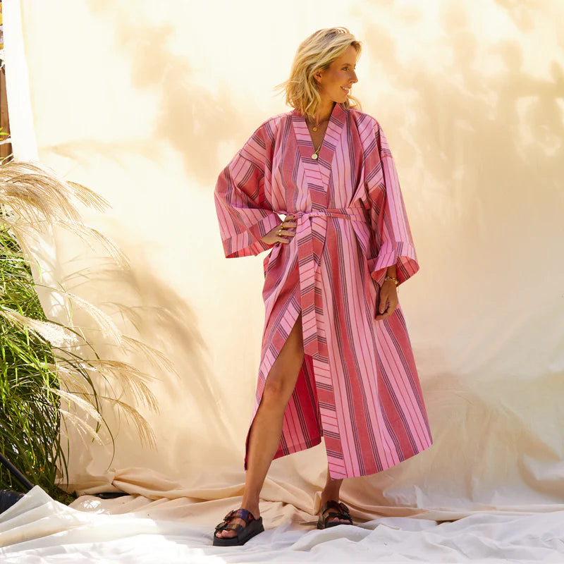 Brigitte Cotton Bath Robe - Scarlet by Sage & Clare
