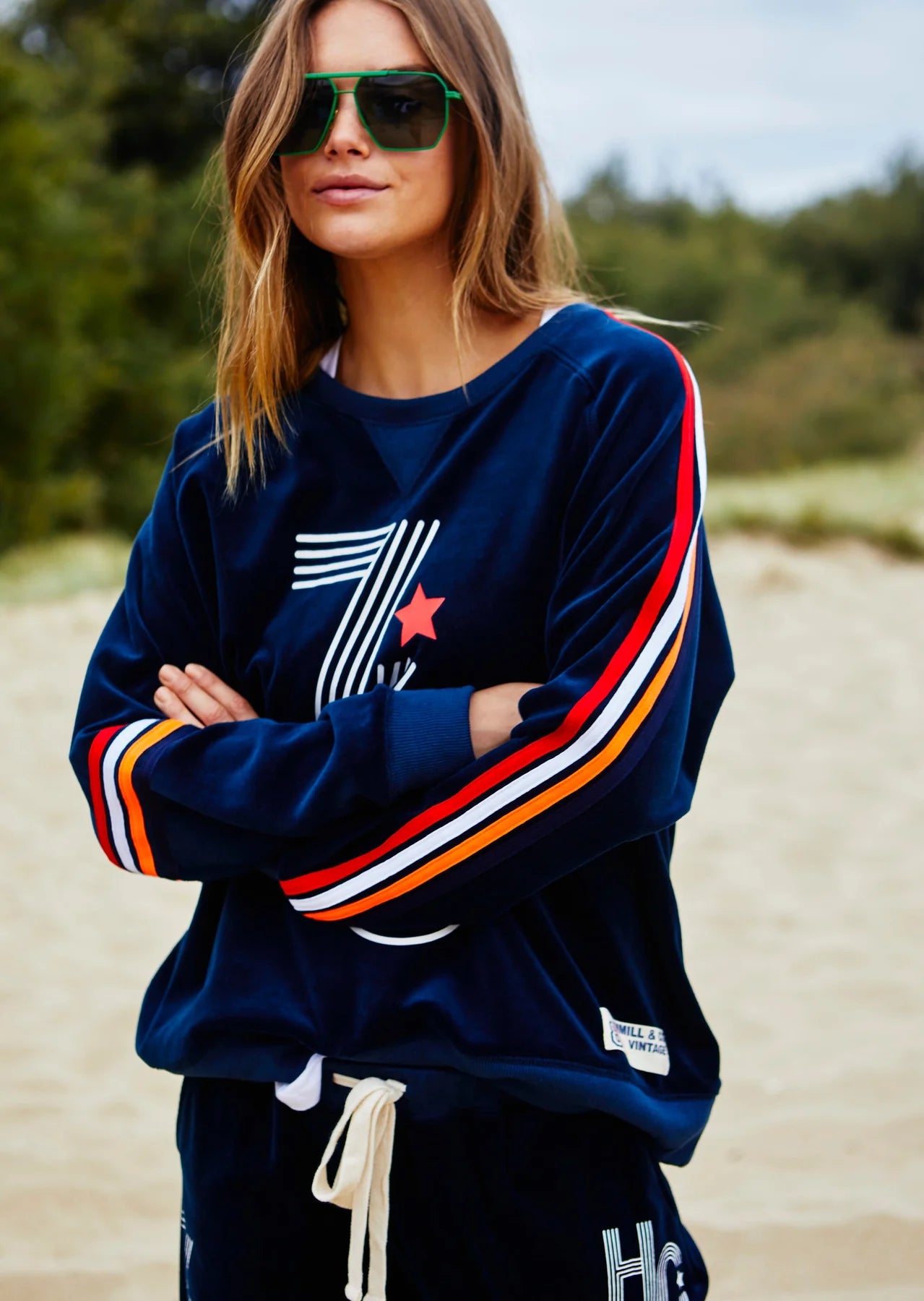 Retro 76 Navy Velour Sweater