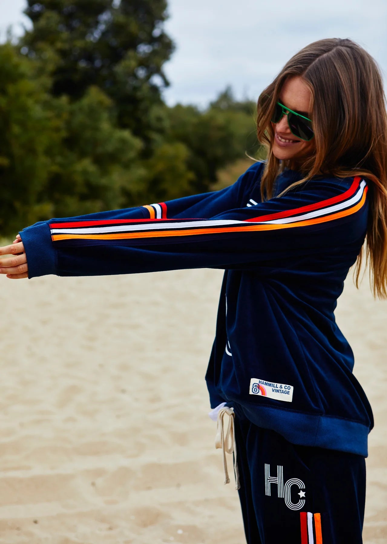 Retro 76 Navy Velour Sweater