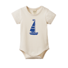 Stretch Jersey Short Sleeve Bodysuit Sail Boat by Nature Baby
