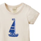 fabric details of organic cotton Stretch Jersey Short Sleeve Bodysuit Sail Boat by Nature Baby