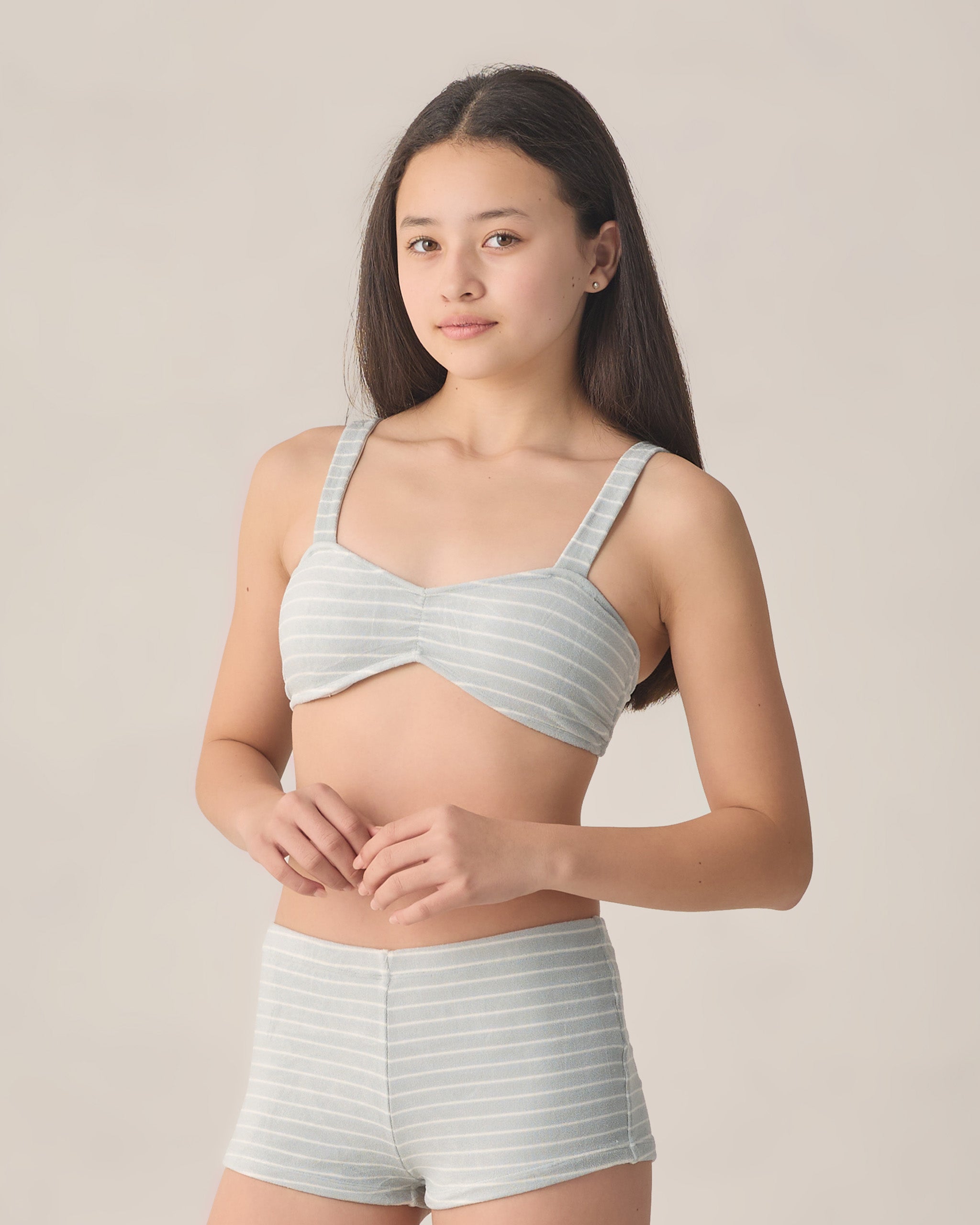 Teen Alaya Bikini Set Seafoam Stripe by Rylee + Cru