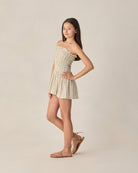 girl wearing Teen Daria Mini Dress Blue Floral by Rylee + Cru
