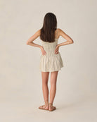 back of teen mini dress with shirred backing 