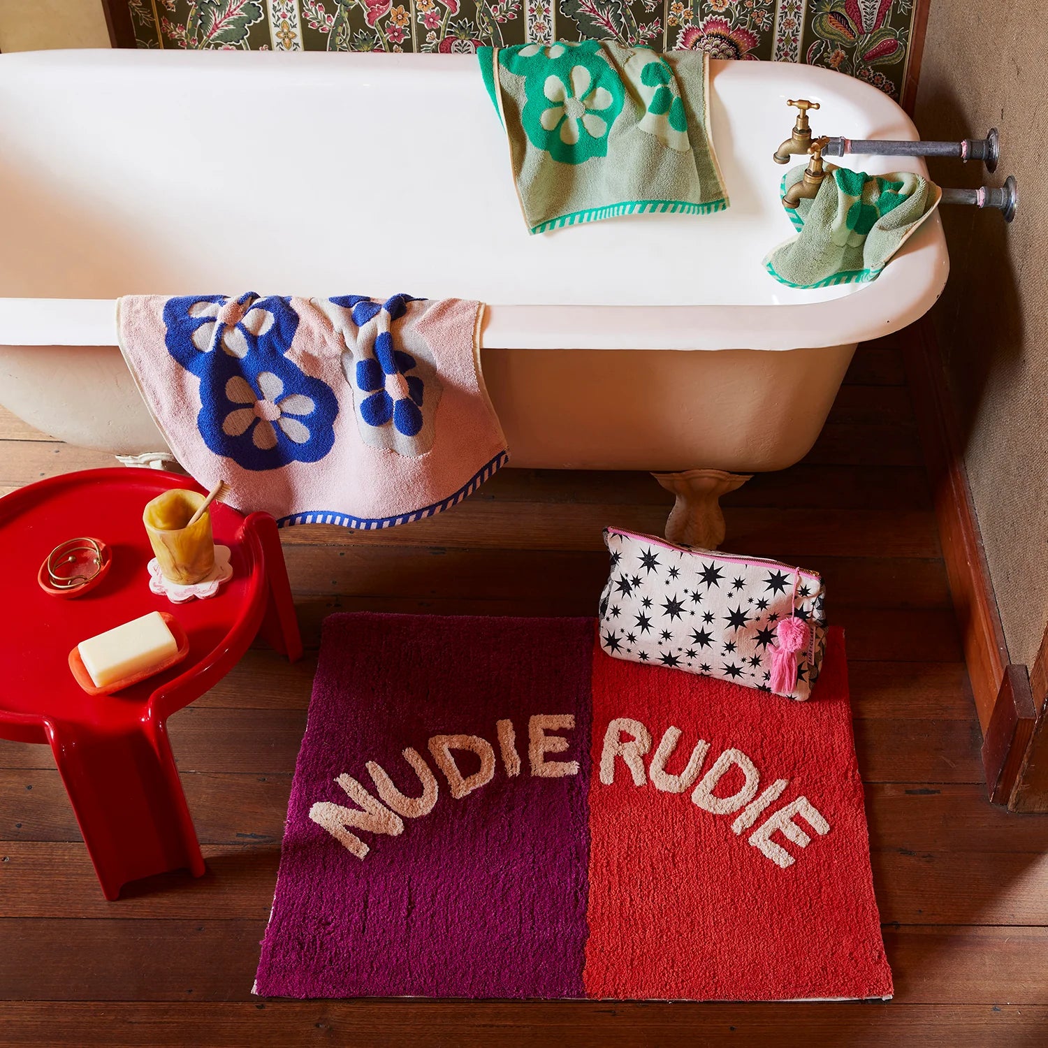 Tula Nudie Rudie Bath Mat Poppy by Sage & Clare