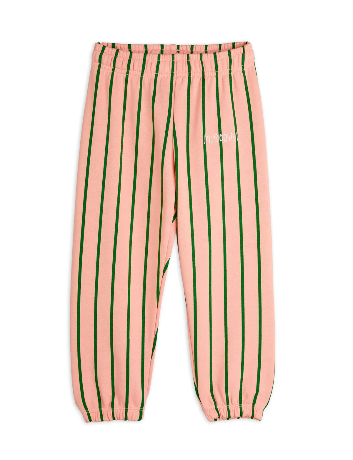Vertical stripe sweatpants pink & green by Mini Rodini