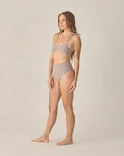 Women's Banded High Cut Bikini Bottom Chocolate Houndstooth by Rylee + Cru