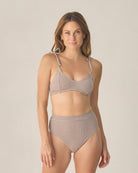 Women's Banded High Cut Bikini Bottom Chocolate Houndstooth by Rylee + Cru