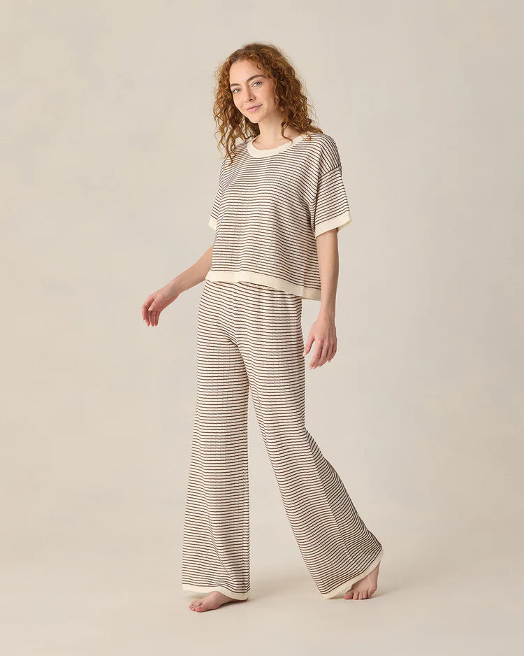 Brown and white stripe knit set by Rylee Cru