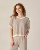 Women's Knit Wide Leg Pant Chocolate Stripe by Rylee & Cru