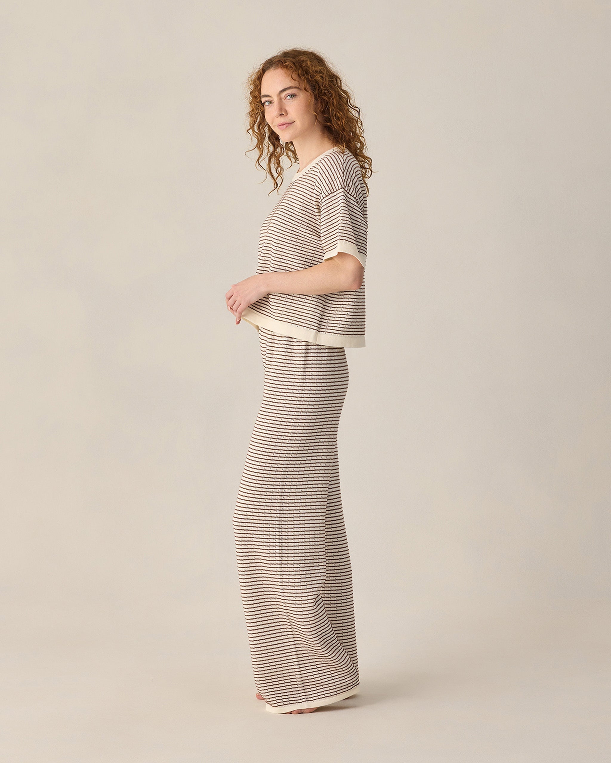 womens brown and white knit set by Rylee & Cru