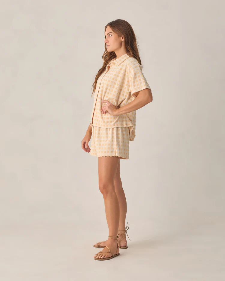 Women's Terry Cover Up Set Butterscotch Grid by Rylee & Cru