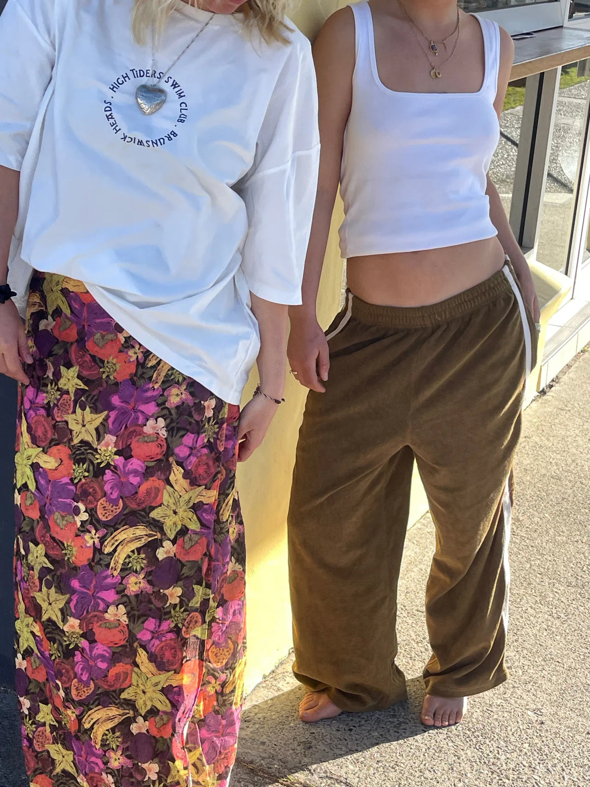 woman wearing Wrap skirt in fruity by Atmosea