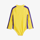 back view of To the Moon UV Swimsuit Yellow by Mini Rodini