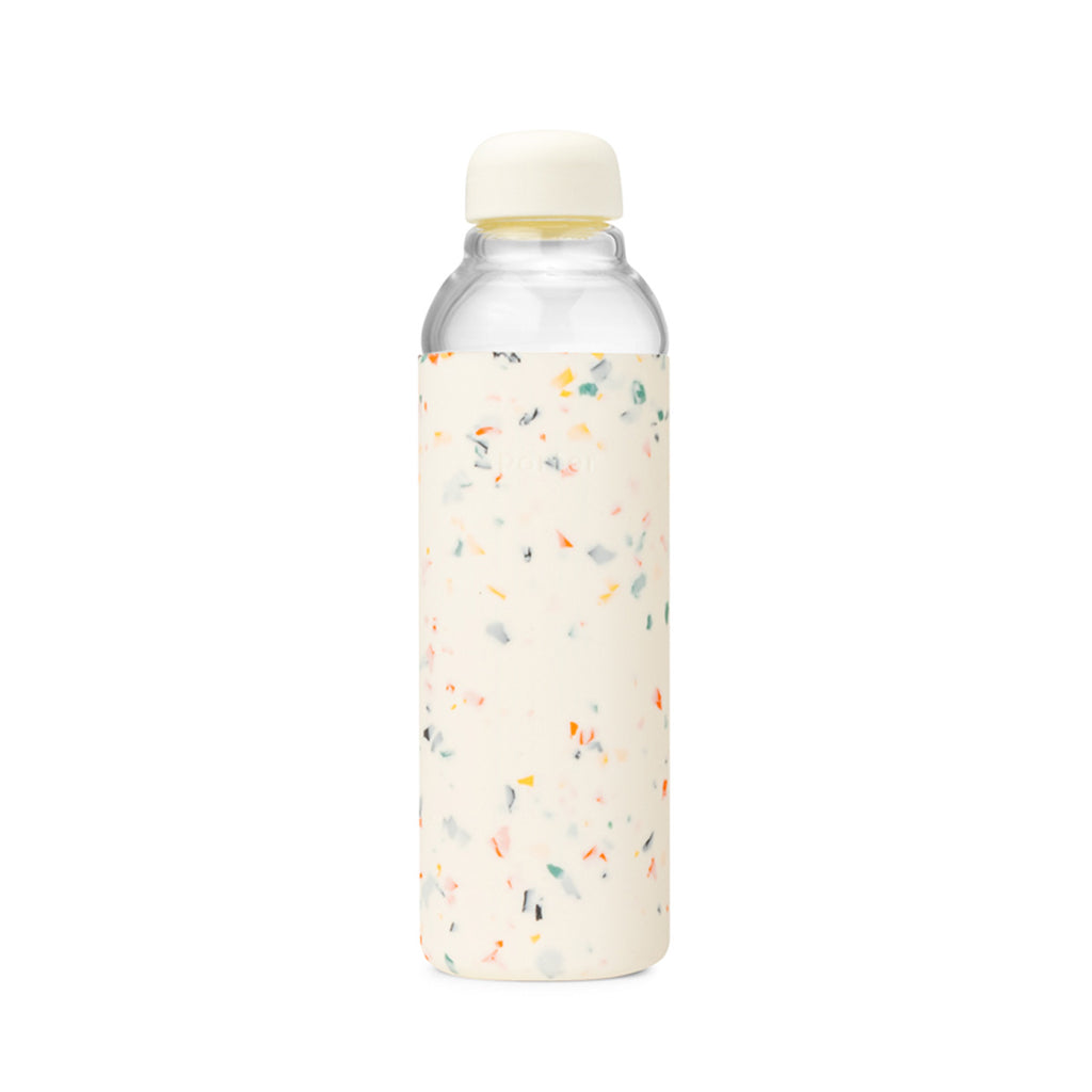 glass water bottle in white / cream by porter